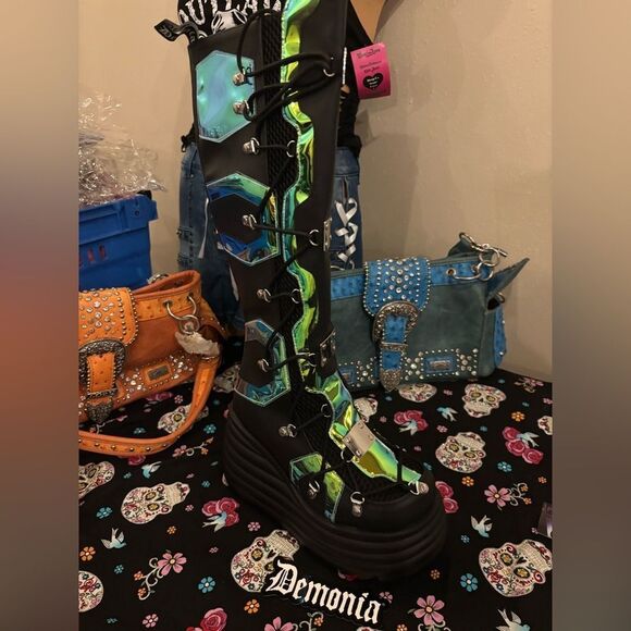 Demonia Magic Mirror Rave/ Concert Boots - Picture 1 of 6